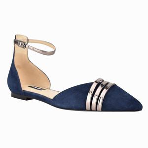 Nine West Brana Pointy Toe Flats - Blue/Grey - Ireland (FJ1708365)